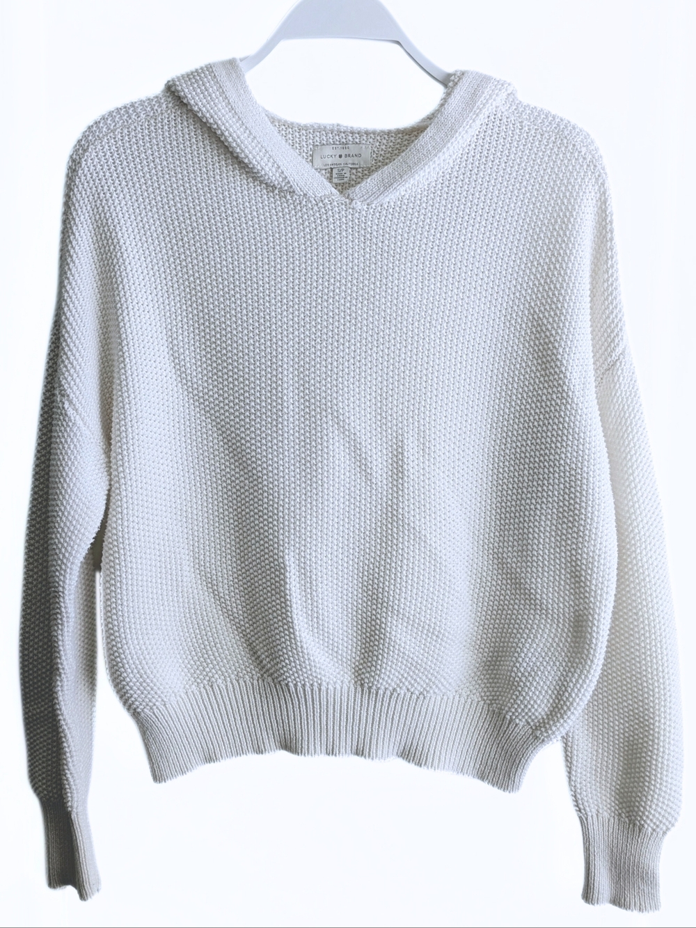 Women's Lucky Brand White Knit Sweater Hoodie